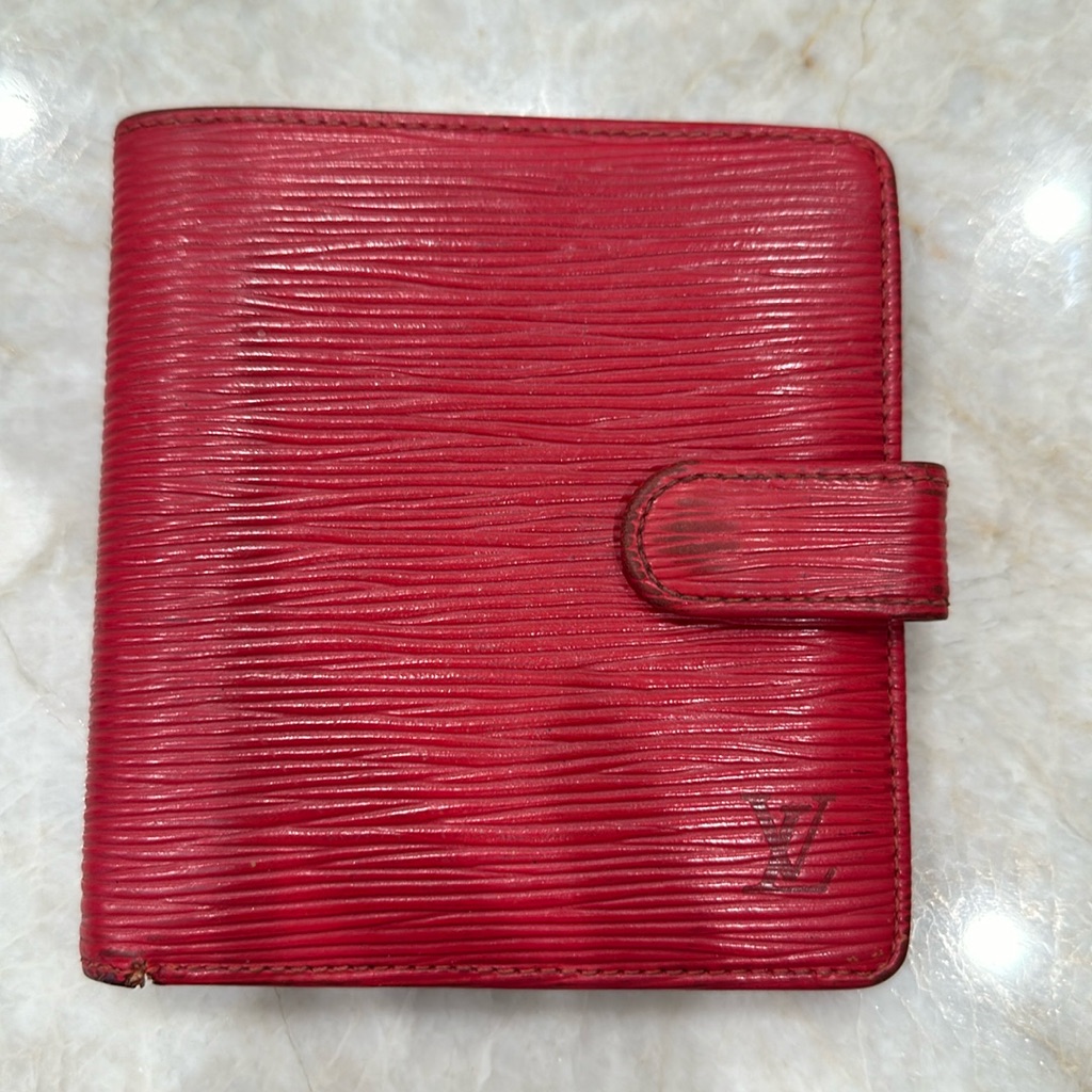 Louis Vuitton Red Epi Leather Bifold Wallet,Code Mio989